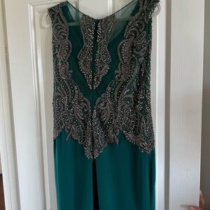 Wedding Guest Dress in Green handmaded beaded